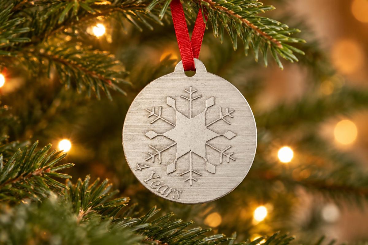 4 Year Anniversary - Metal Christmas Snowflake Metal Decoration