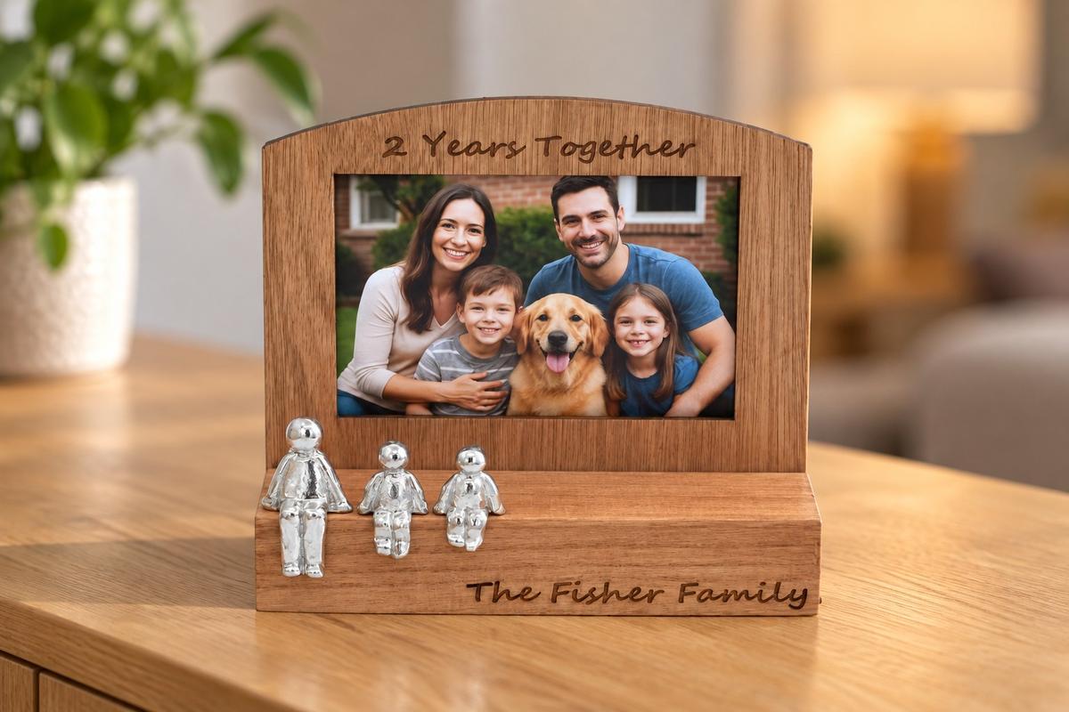 2 Year Together Frame, 6x4 Photo, Personalise & Your Own Family Combination, Christmas, Valentines, Birthdays, Anniversaries.