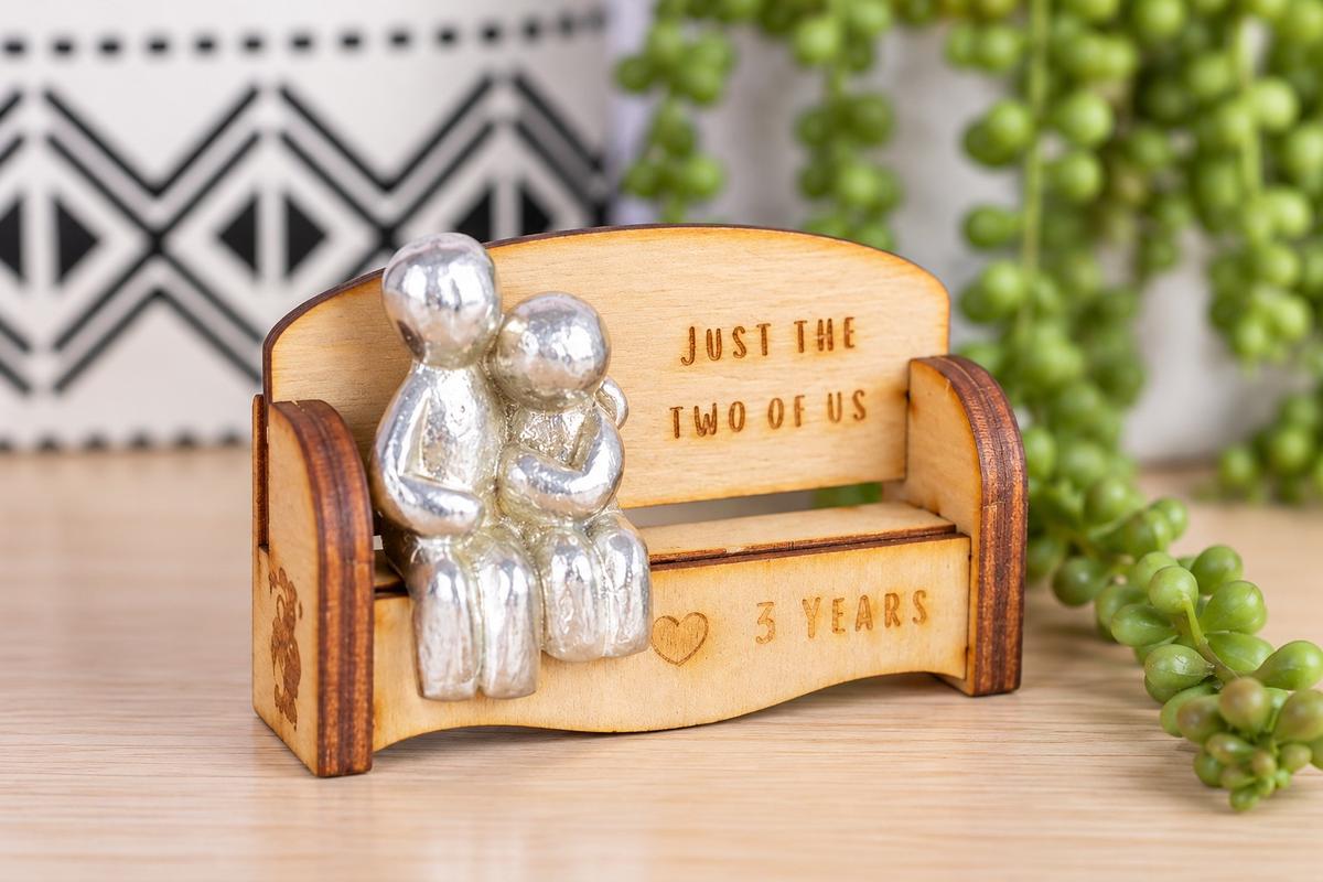 Just the two of us - 3 Years | Cuddling Couple on the Sofa | I Love You Gift | Wooden Sofa Bench | Part of the We Made a Family Range