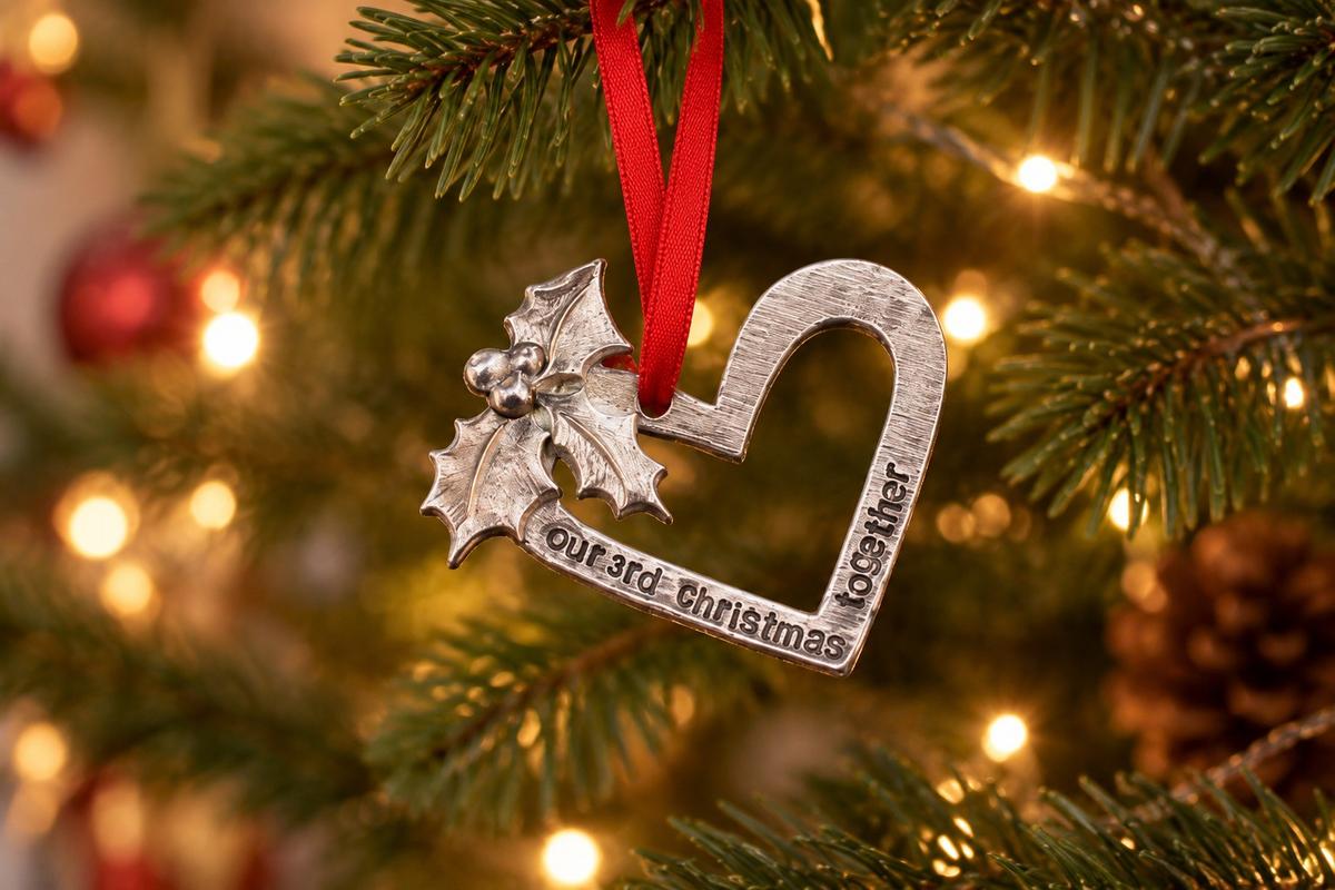3rd Anniversary Christmas Tree Ornament - Reads Our 3rd Christmas Together