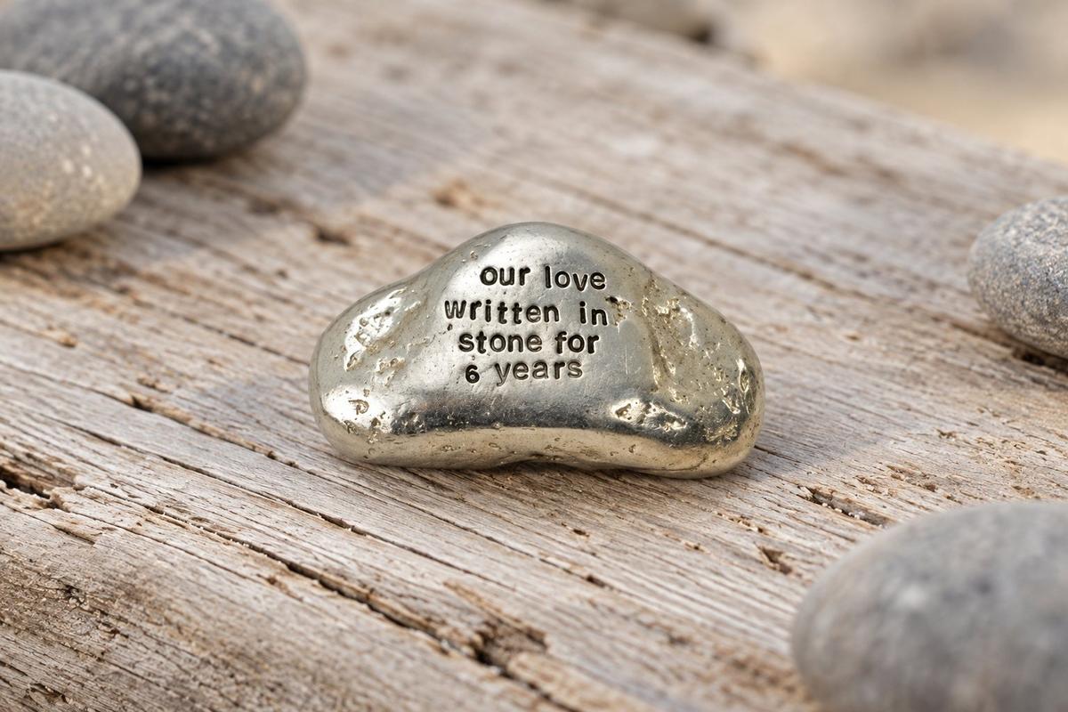 Our Love Written in Stone for 6 Year - Quality Tin Rock for your Anniversary