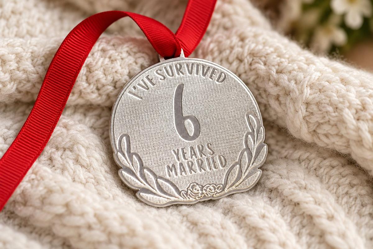 I've Survived 6 Years Married | Anniversary Medal with Sarcastic Phrase