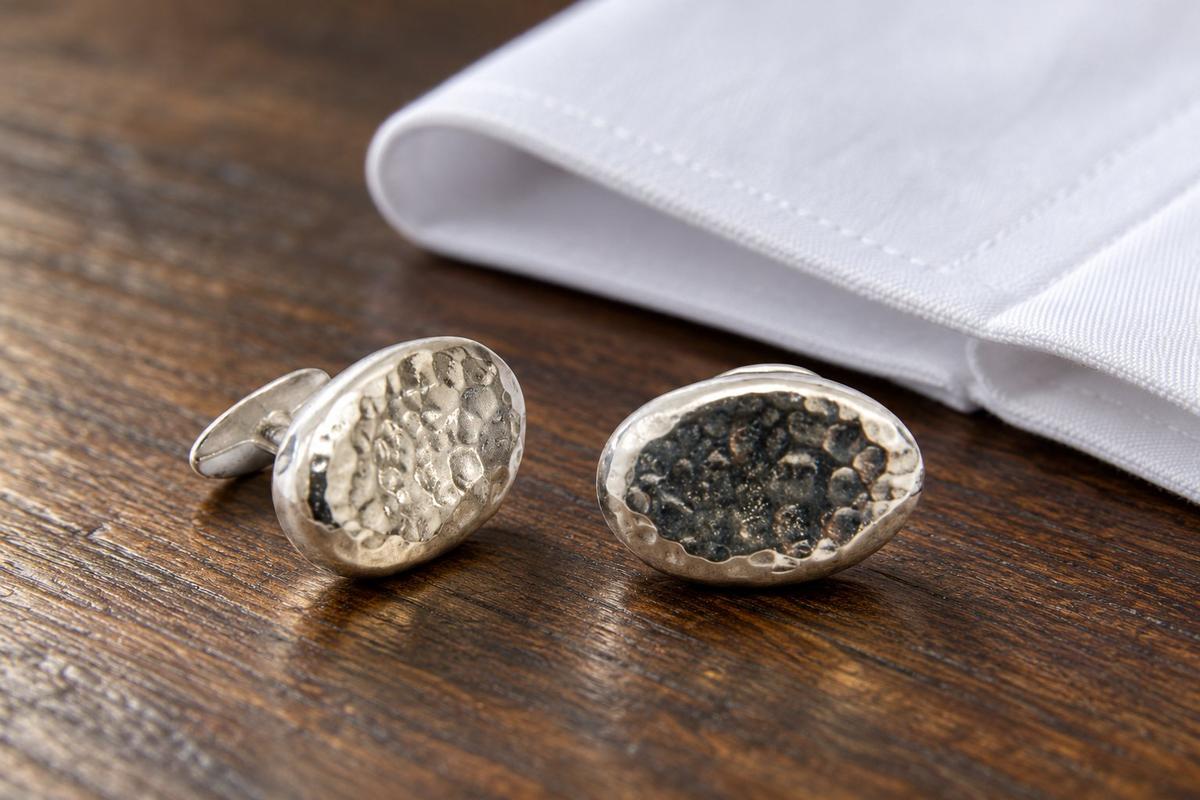 10th Anniversary Tin Chunky Oval Cufflinks