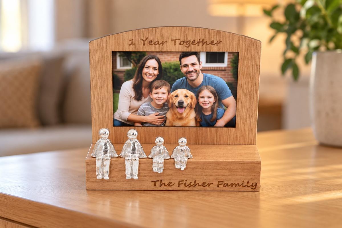 1 Year Together Frame, 6x4 Photo, Personalise & Your Own Family Combination, Christmas, Valentines, Birthdays, Anniversaries.