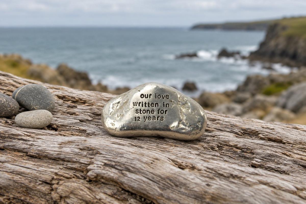 Our Love Written in Stone for 12 Year - Quality Tin Rock for your Anniversary