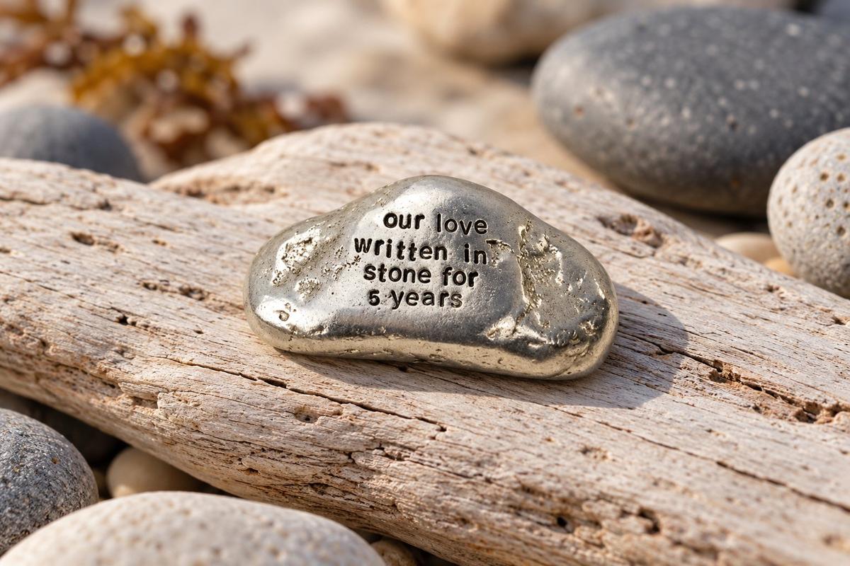 Our Love Written in Stone for 5 Year - Quality Tin Rock for your Anniversary