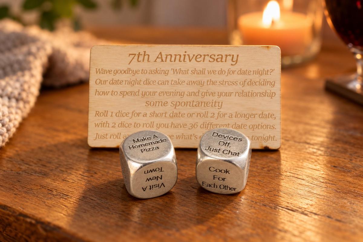 Seventh Anniversary Date Night Decider Dice - 7th Anniversary