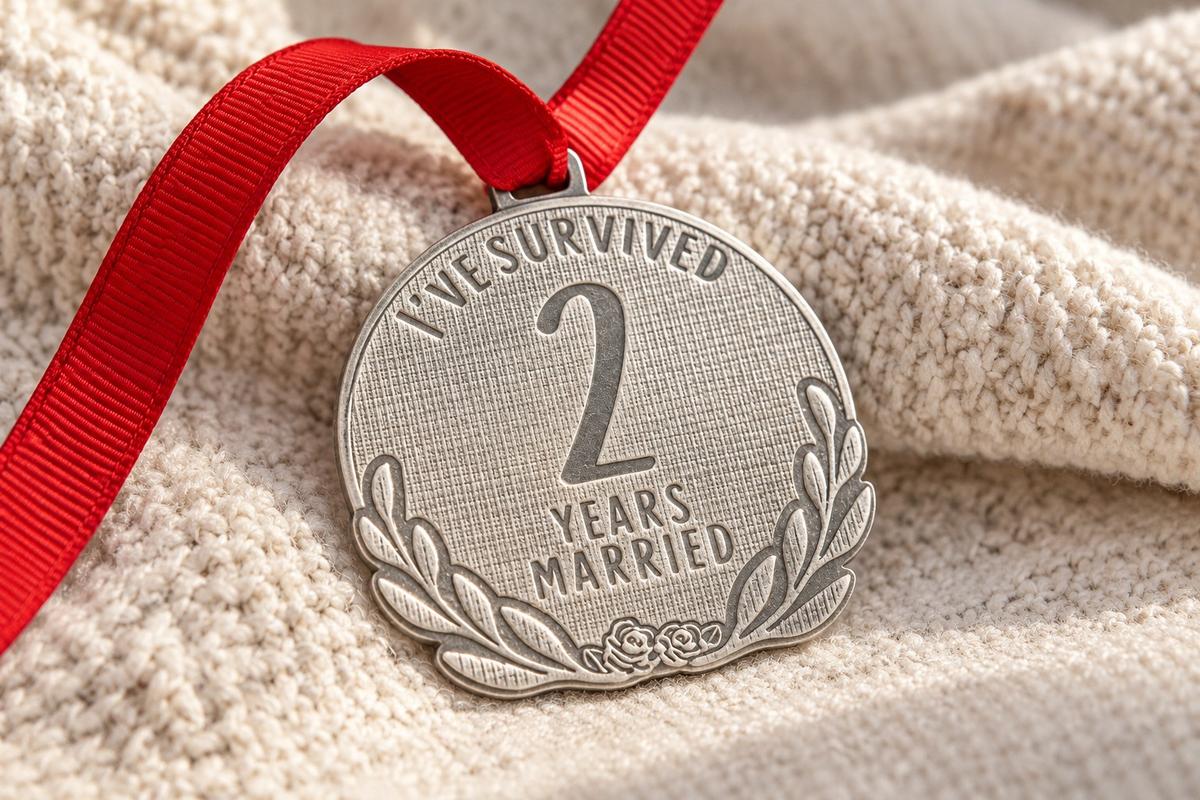 I've Survived 2 Years Married | Anniversary Medal with Sarcastic Phrase