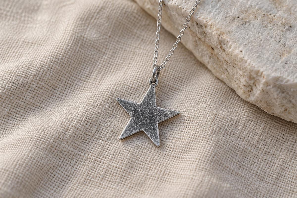 Tin Star Minimalist Necklace - 10th Wedding gift - Women's Pendant. Birthday Gift.