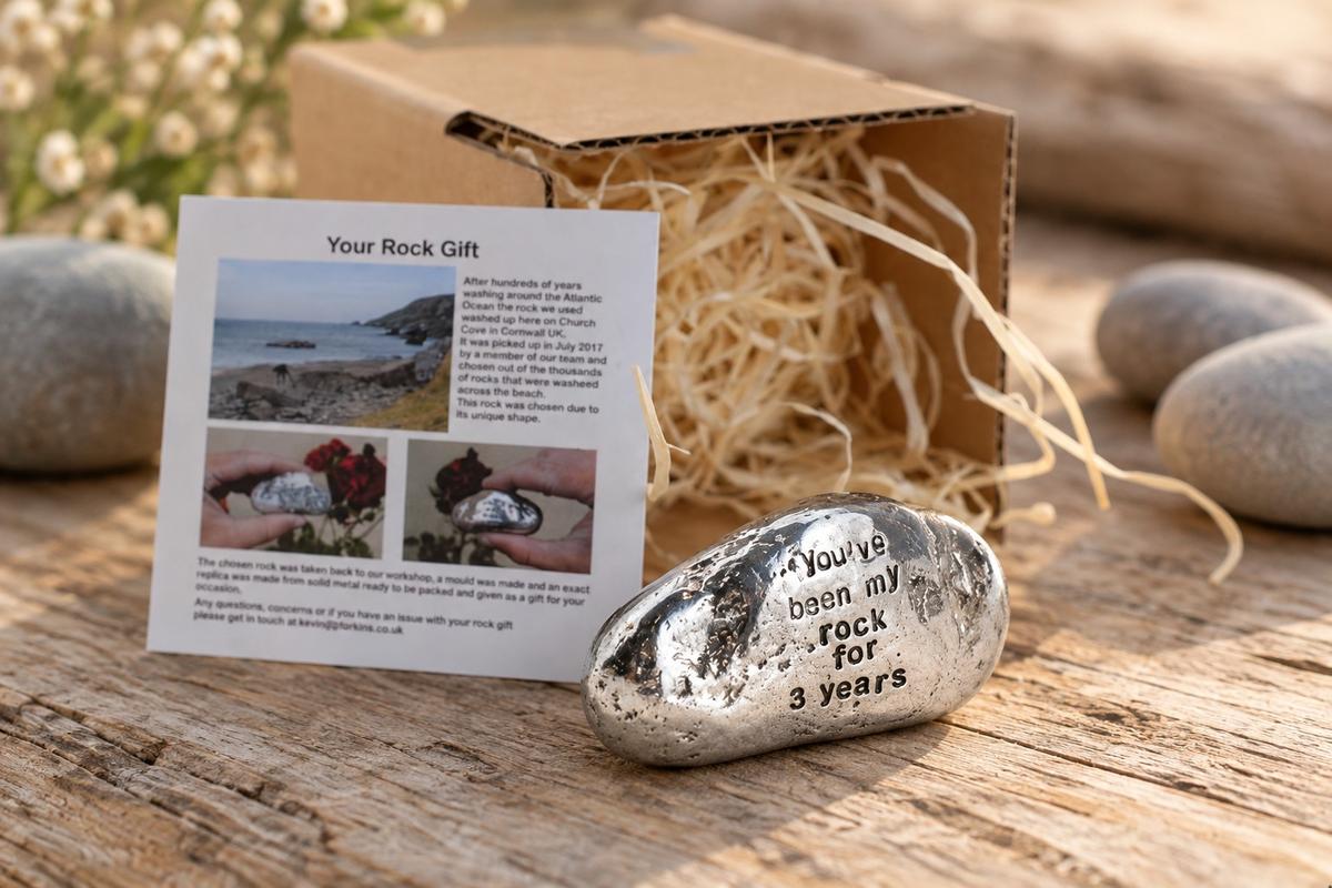 3rd Anniversary Gifts For Men Ornament - You've Been My Rock For 3 Years - Solid Metal Heavy Rock