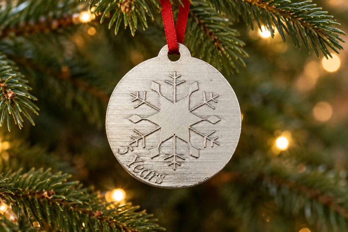 5 Year Anniversary - Metal Christmas Snowflake Metal Decoration