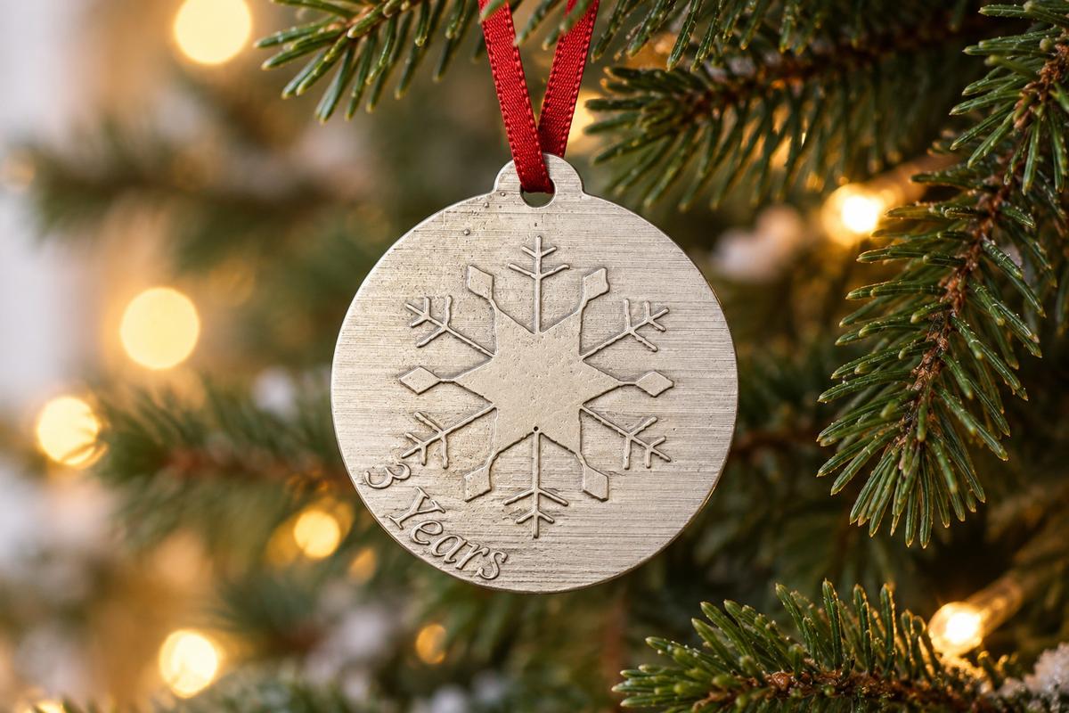 3 Year Anniversary - Metal Christmas Snowflake Metal Decoration