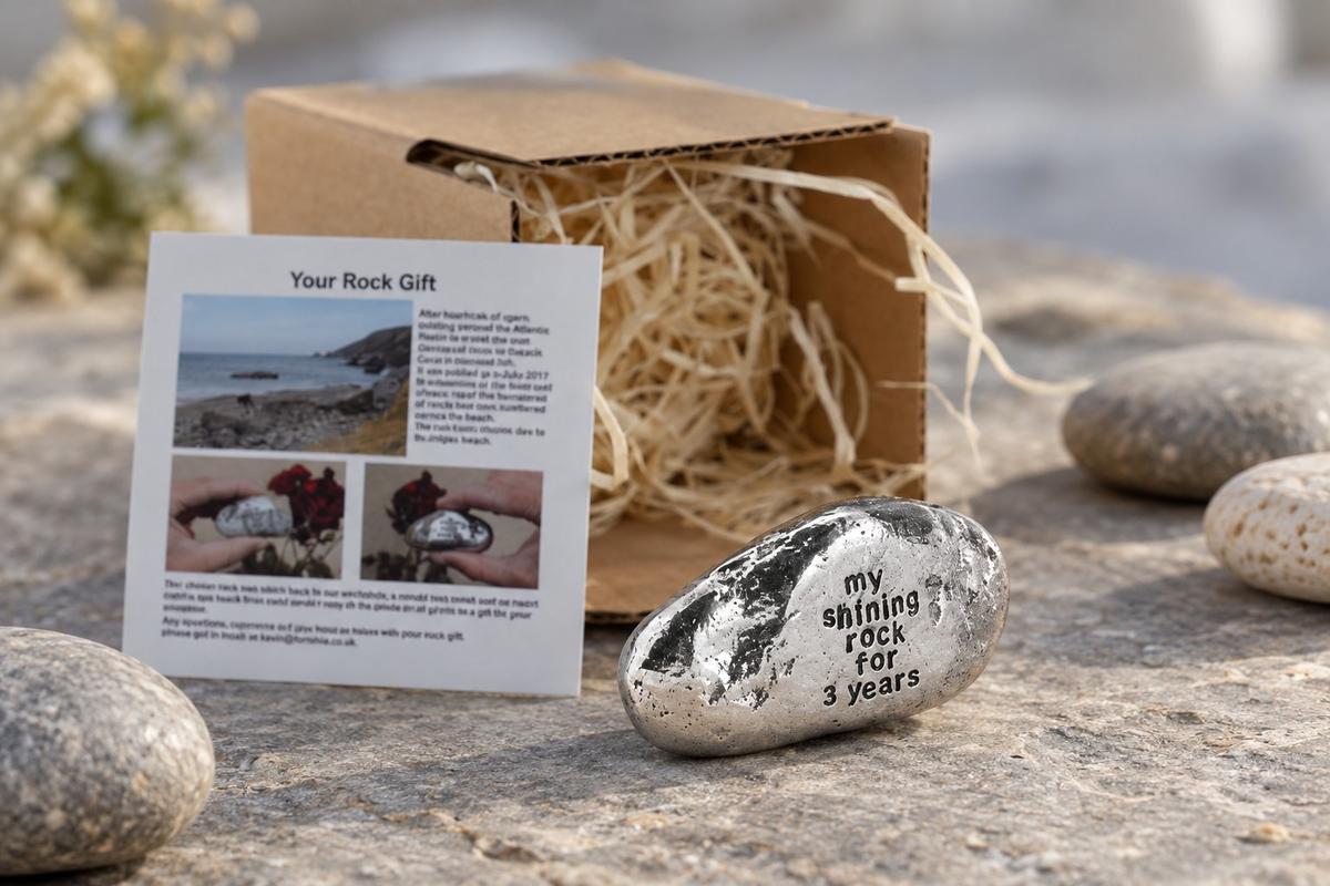 Solid Metal Rock – Third Anniversary Gift, Shining Polished Metal