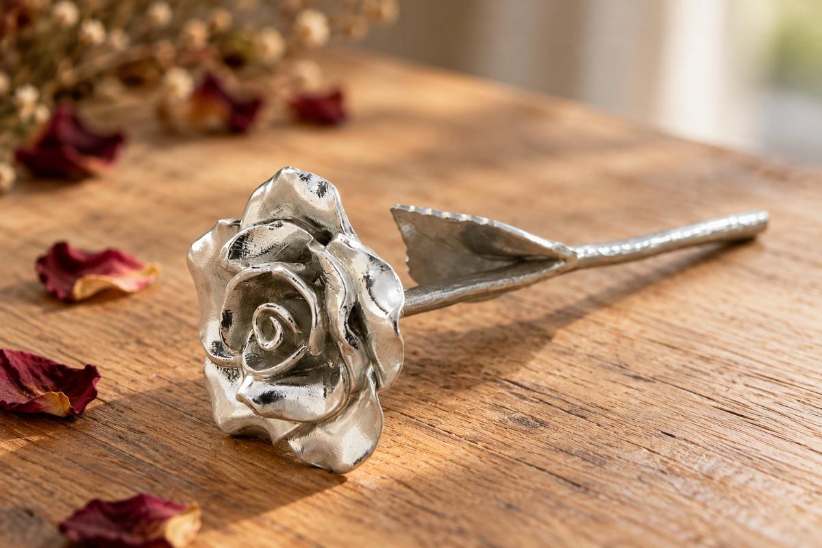 5th Anniversary Cast Metal Rose - Everlasting Love Gift