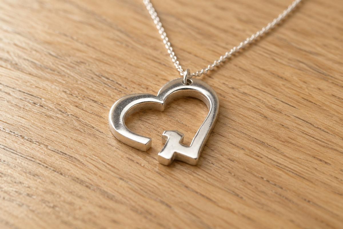 1 year anniversary necklace — silver-tone heart pendant on fine chain