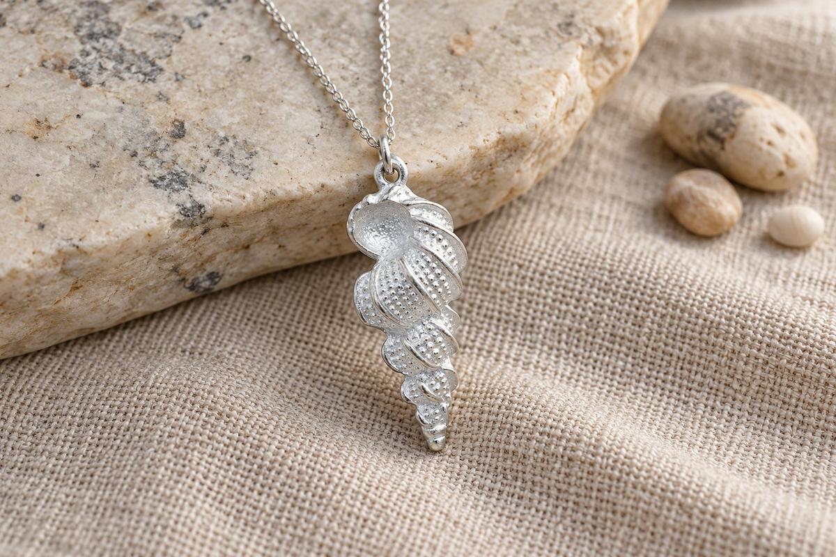 Tin Shell Pendant/Necklace - 10th Wedding Anniversary. Birthday.
