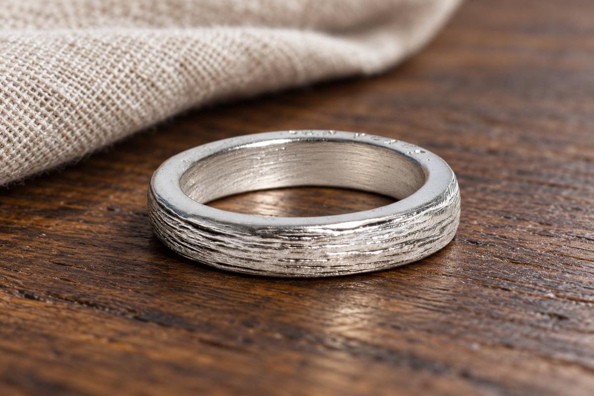 10 Year Anniversary Ladies Pure Tin Ring Inscribed with 'Ten Years'