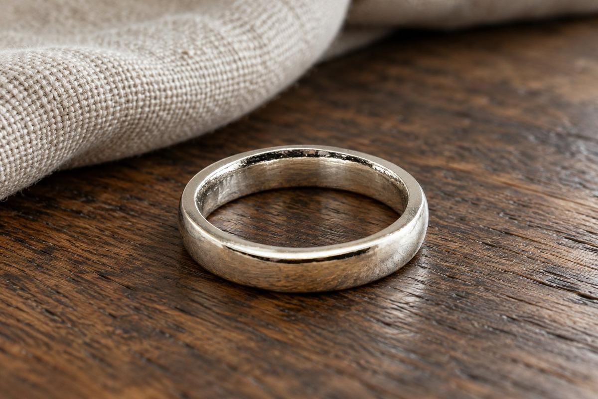 tin ring for women — slender polished ladies tin band with a soft silvery sheen, 10th anniversary gift