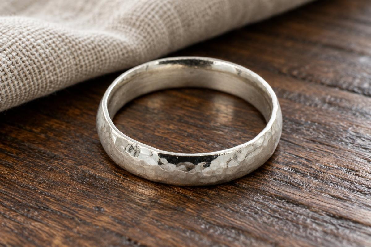 10th Anniversary Beaten Tin Ring - Men's Gift