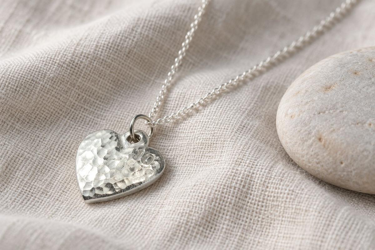 10th Anniversary Tin Heart Pendant - Rustic One of a Kind Heart Necklace
