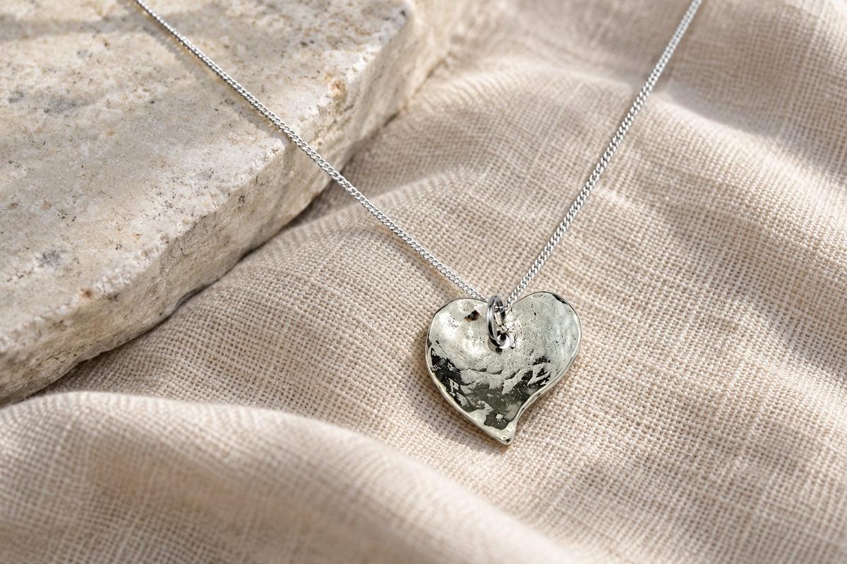 8 Year Anniversary Off-shaped Hammered Bronze Heart Pendant - 8th year together gift