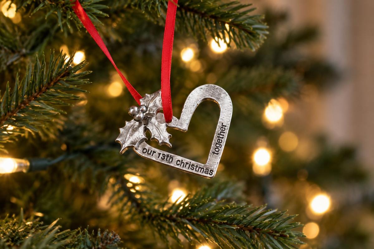 13th Anniversary Christmas Tree Ornament - Reads Our 13th Christmas Together