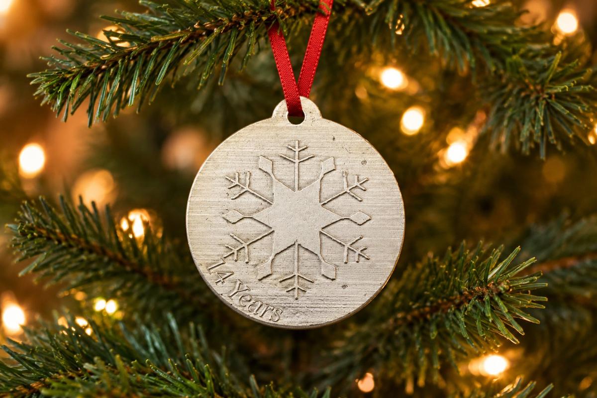 14 Year Anniversary - Metal Christmas Snowflake Metal Decoration