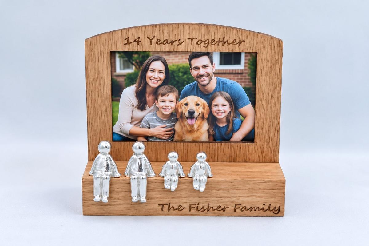 14 Years Together Frame, 6x4 Photo, Personalise & Your Own Family Combination, Christmas, Valentines, Birthdays, Anniversaries.
