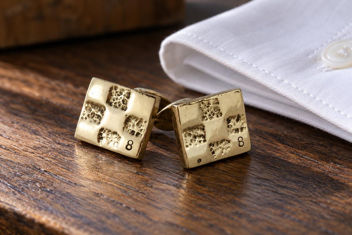 Solid Bronze 8th Anniversary Cufflinks – Handcrafted UK Gift