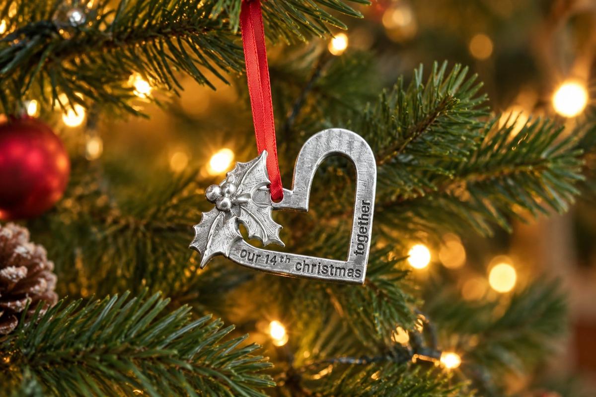 14th Anniversary Christmas Tree Ornament - Reads Our 14th Christmas Together