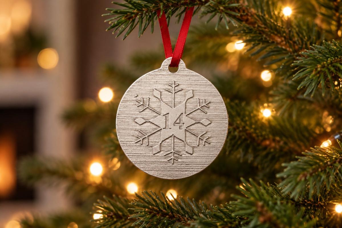 14th Anniversary Gift for Couples | Snowflake Metal Christmas Decoration | 14 Year Wedding Anniversary Keepsake Ornament, Handmade UK