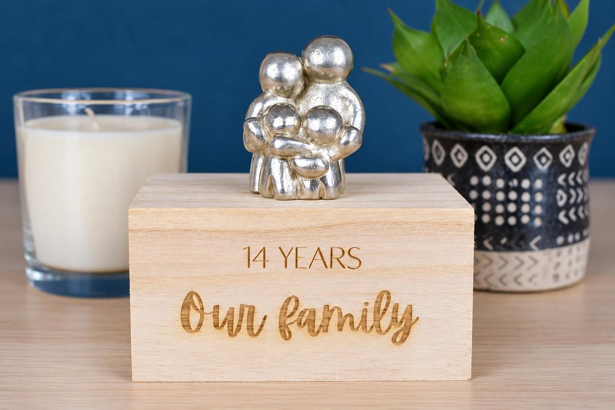 14th Anniversary Hugging Family Sculpture | Personalized Family Gift