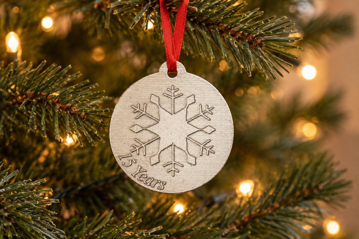 15 Year Anniversary - Metal Christmas Snowflake Metal Decoration