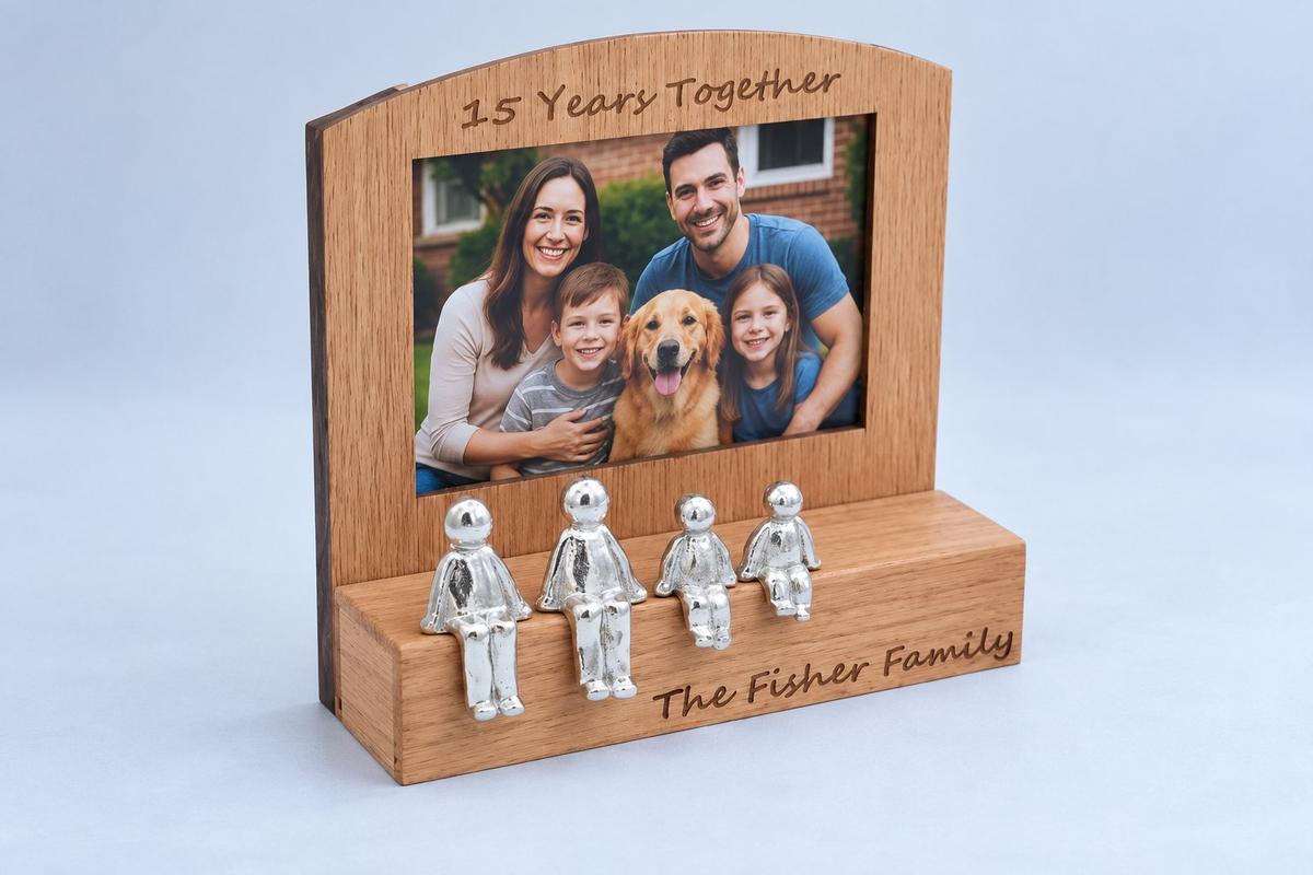 15 Years Together Frame, 6x4 Photo, Personalise & Your Own Family Combination, Christmas, Valentines, Birthdays, Anniversaries.