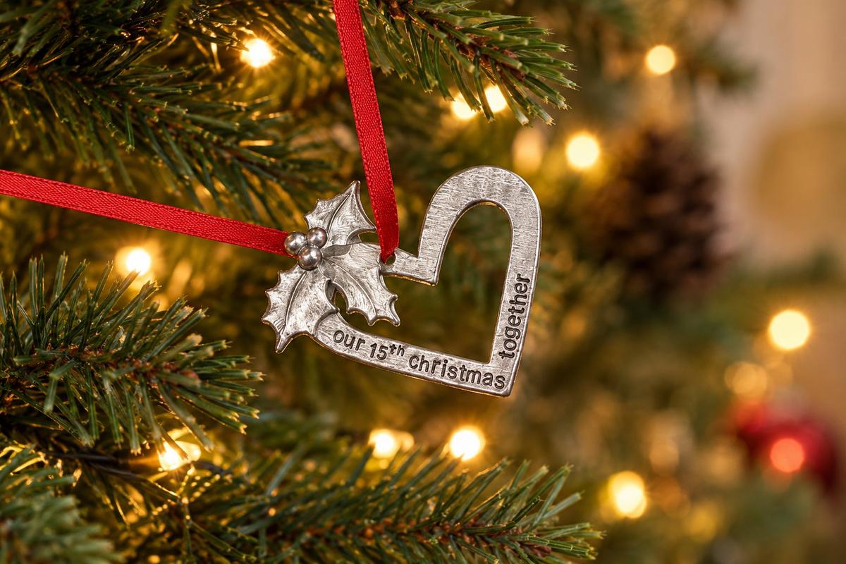 15th Anniversary Christmas Tree Ornament - Reads Our 15th Christmas Together