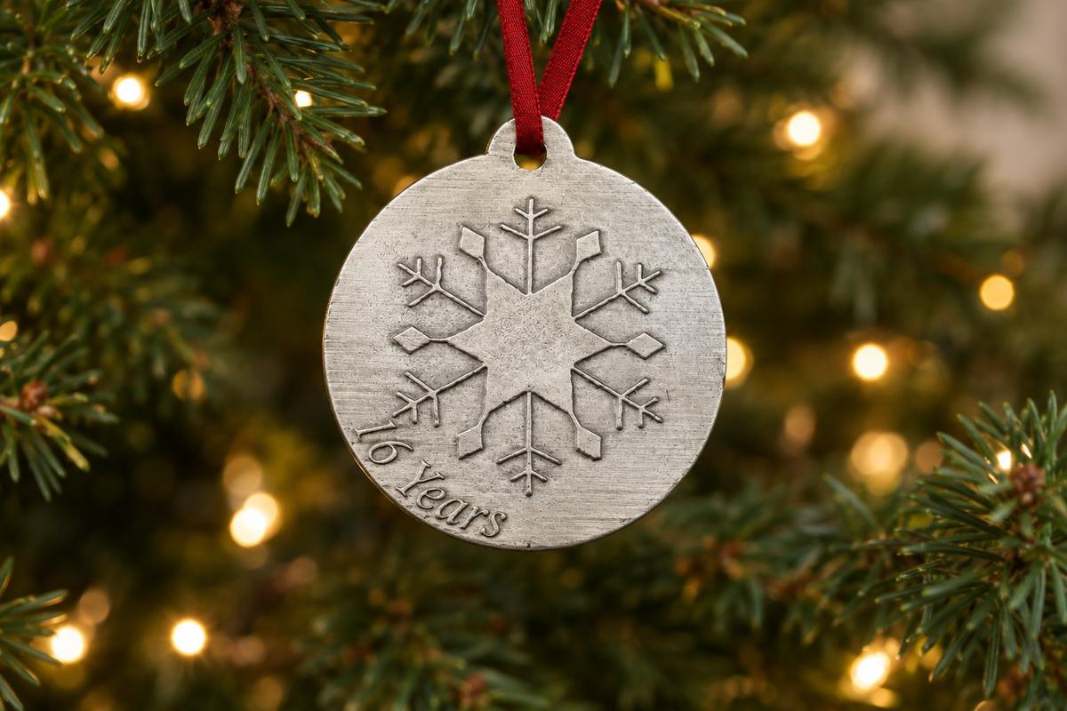 16 Year Anniversary - Metal Christmas Snowflake Metal Decoration