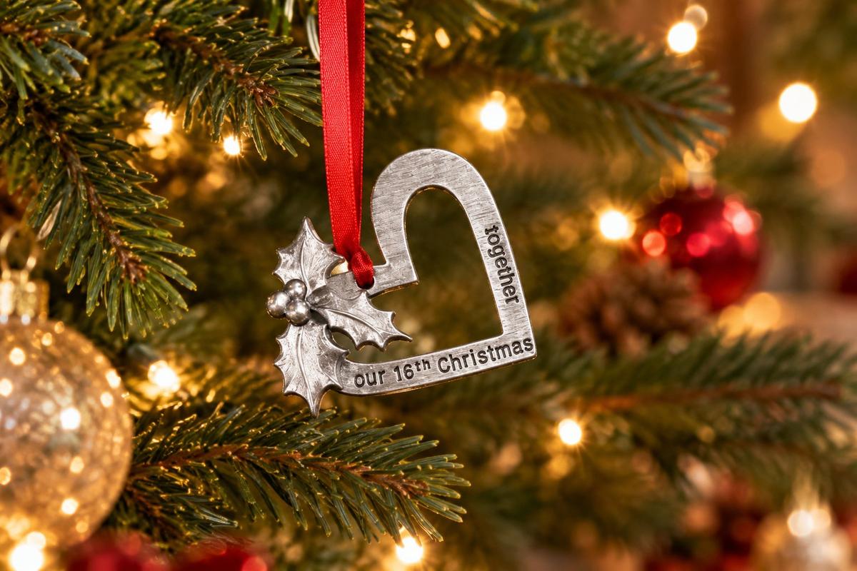 16th Anniversary Christmas Tree Ornament - Reads Our 16th Christmas Together