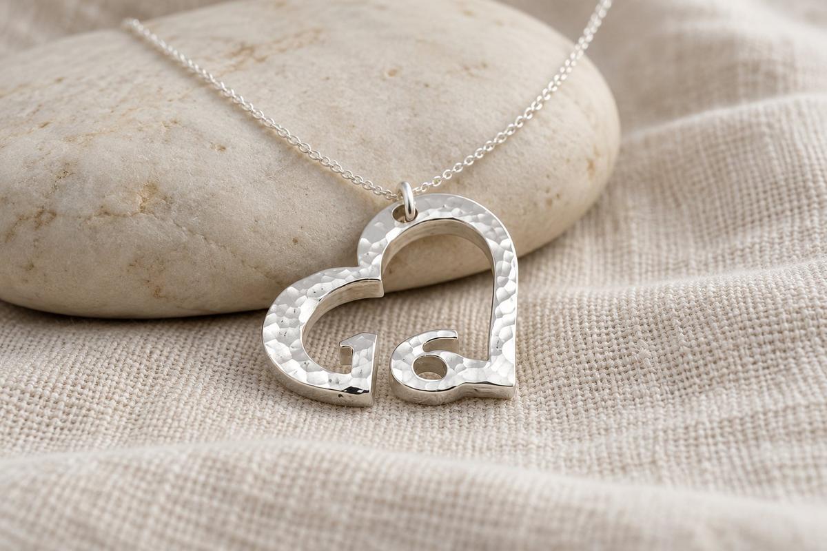 16th Anniversary Gift for Wife | Beaten Heart Pendant on Sterling Silver Chain | 16 Year Wedding Anniversary Necklace, Handmade UK