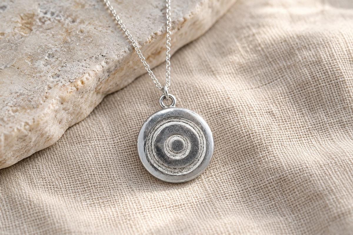 Tin spiral disc Pendant Necklace – 10th Anniversary Gift, Pure Tin