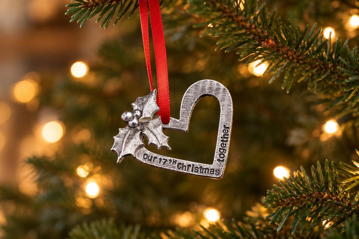 17th Anniversary Christmas Tree Ornament - Reads Our 17th Christmas Together
