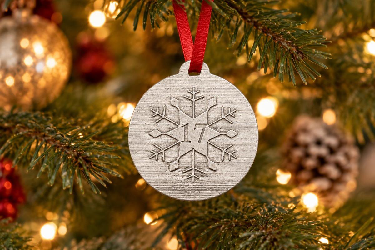 17th Christmas Snowflake Metal Decoration - 17th Anniversary Idea
