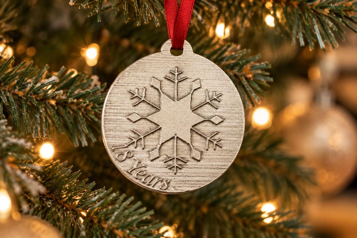 18 Year Anniversary - Metal Christmas Snowflake Metal Decoration