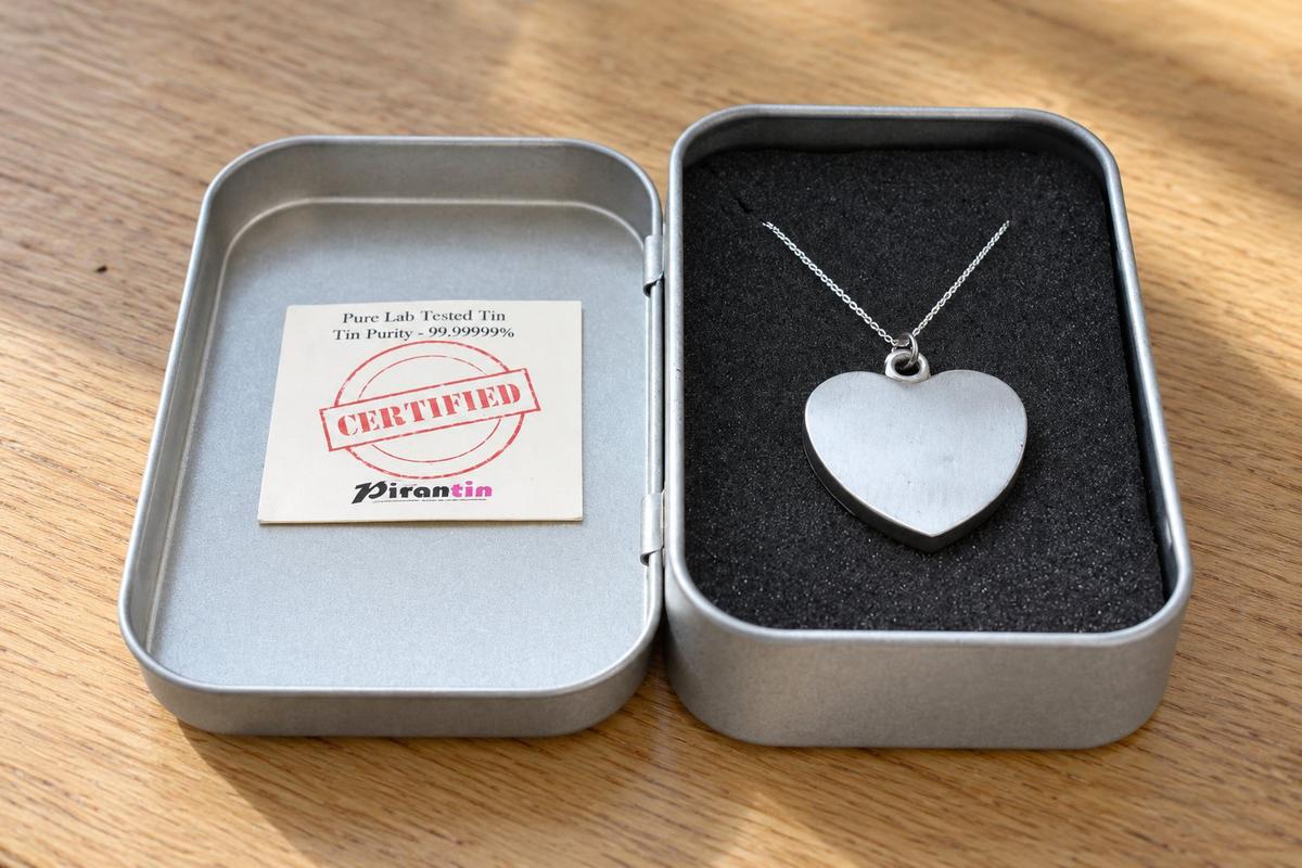 Pure Tin Heart Necklace – 10th Wedding Anniversary Gift