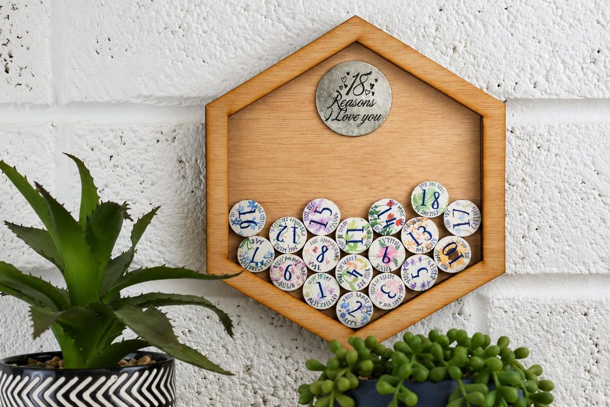 18th Anniversary 18 Reasons I Love You Wooden Wall Frame - Full Colour Love Tokens
