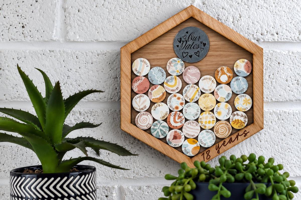 18th Anniversary Date Night Frame 30 Date Ideas Wooden Wall Frame Wedding Anniversary Gift for Couples Eighteen Years