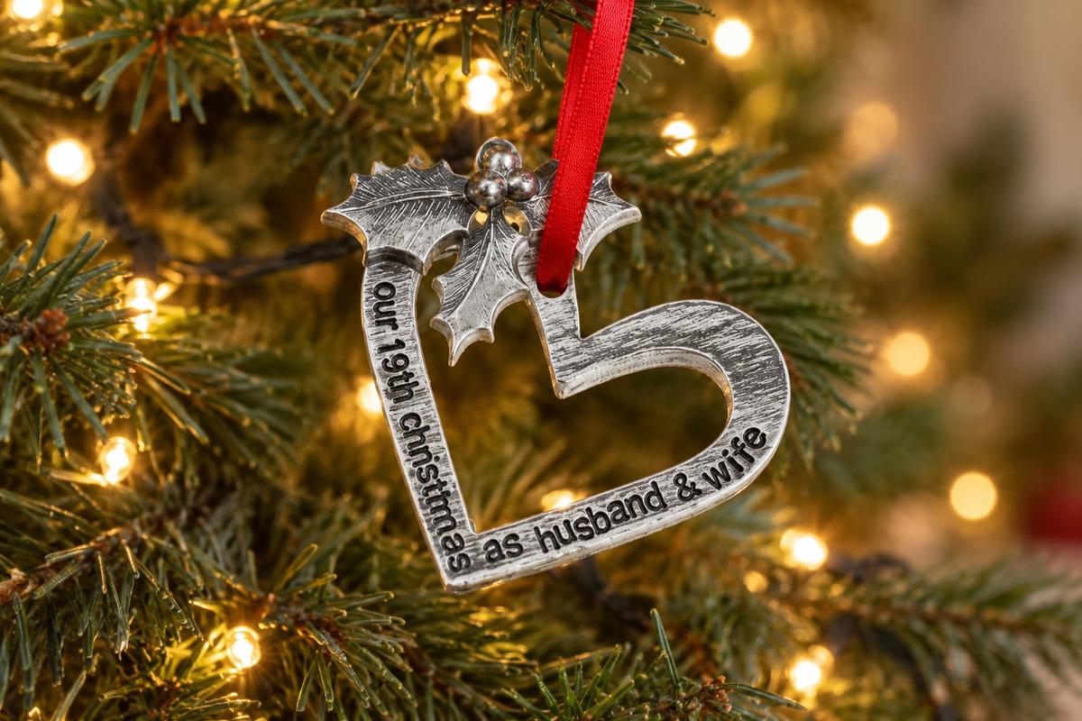 19 Year Anniversary Christmas Tree Ornament - Reads Our 19th Christmas as Husband & Wife