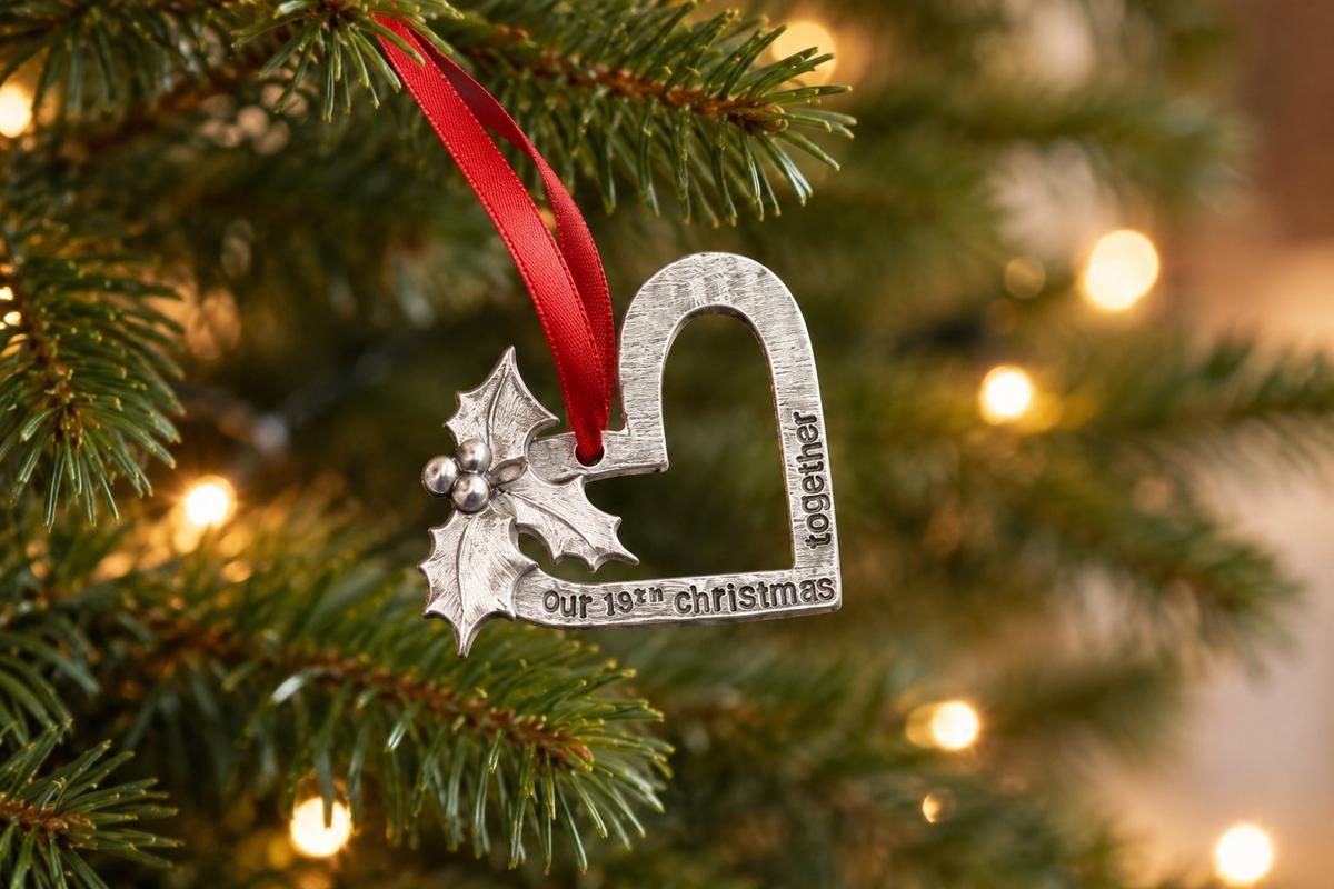 19th Anniversary Christmas Tree Ornament - Reads Our 19th Christmas Together