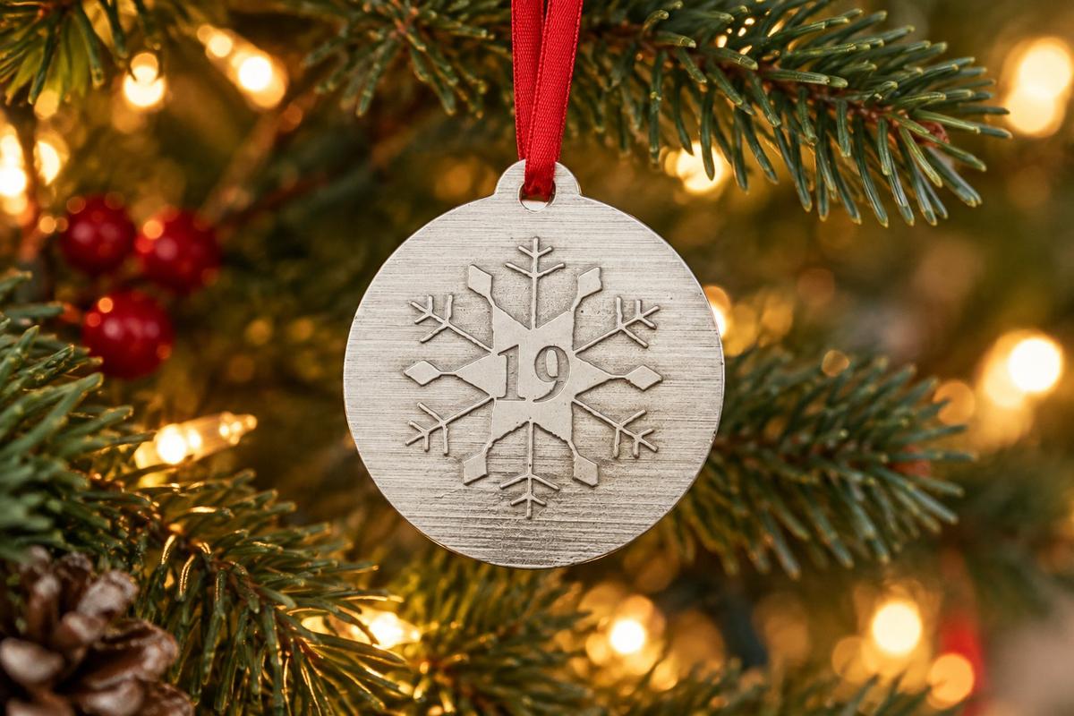 19th Christmas Snowflake Metal Decoration - 19th Anniversary Idea