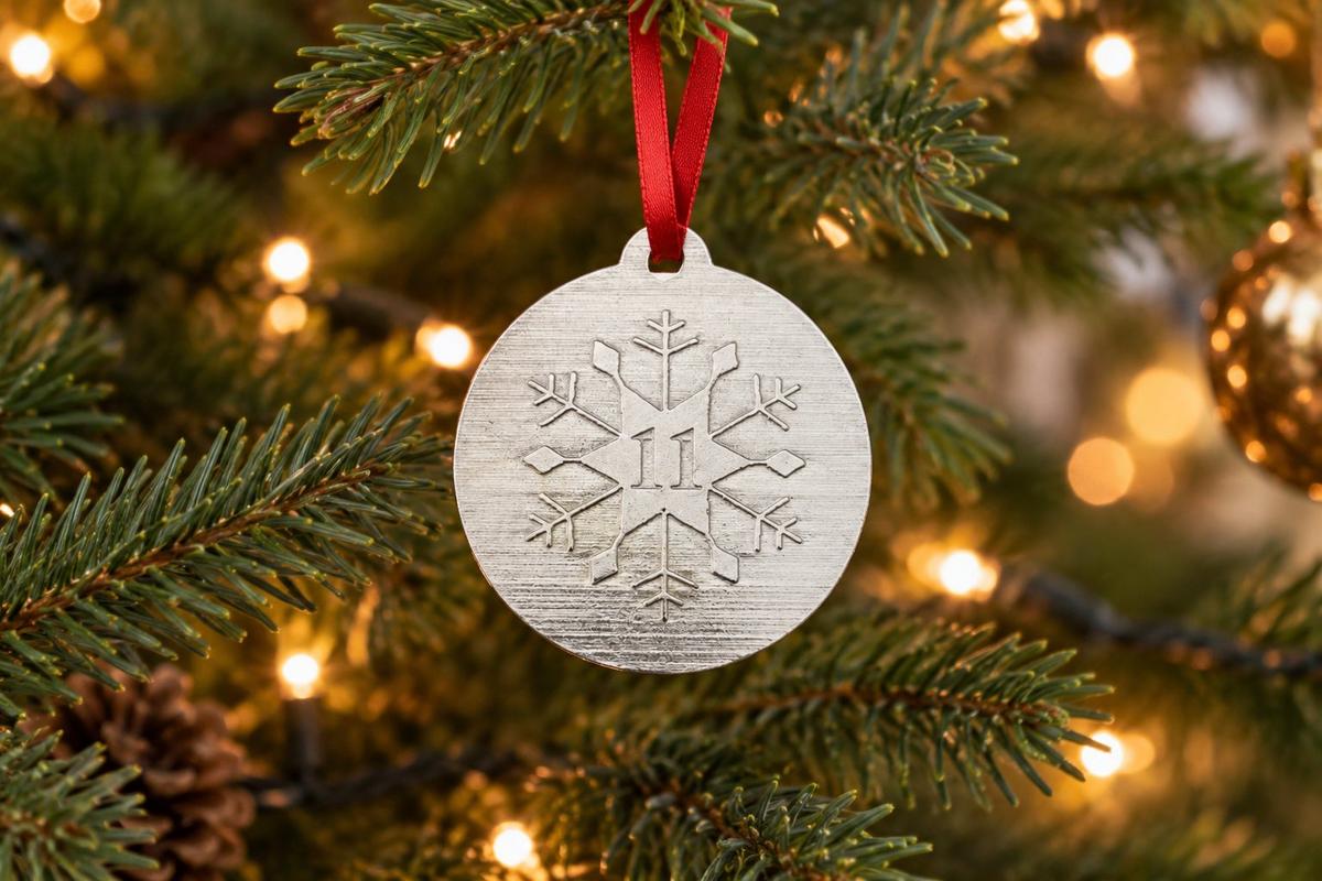 11th Christmas Snowflake Metal Decoration - 11th Anniversary Idea