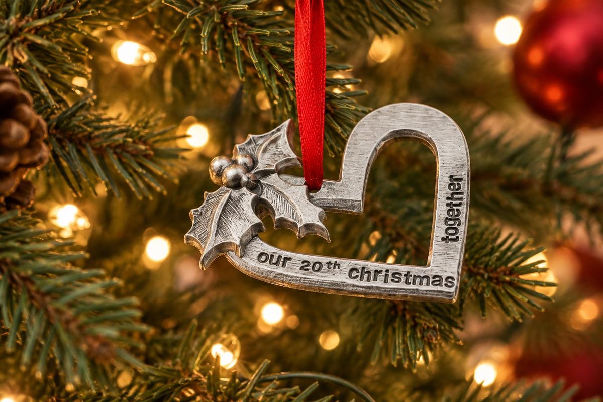 20th Anniversary Christmas Tree Ornament - Reads Our 20th Christmas Together